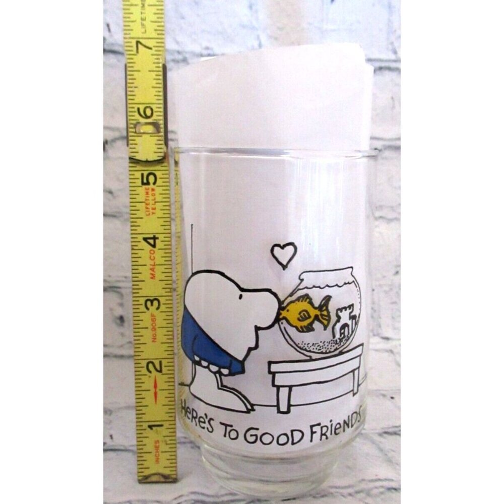 Vintage ZIGGY - Here's To Good Friends - 7Up 1977 Glass Tumbler Tom Wilson Fish